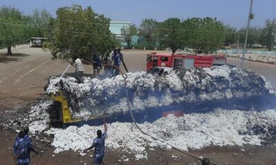 حريق هائل في محالج مارنجان