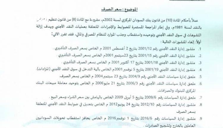 (السودان الحرة) يورد تفاصيل تحرير سعر الصرف – السودان الحرة